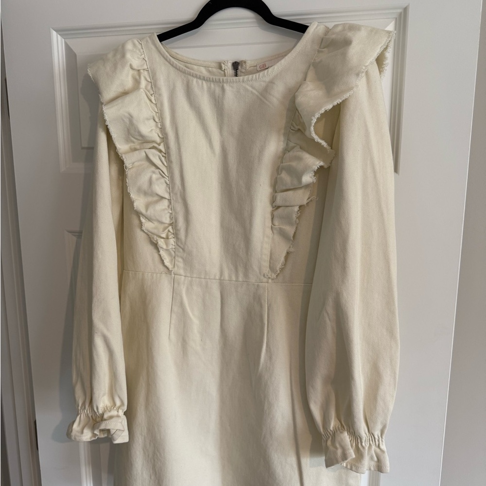 Gianni Bini Mini Cream Denim Dress